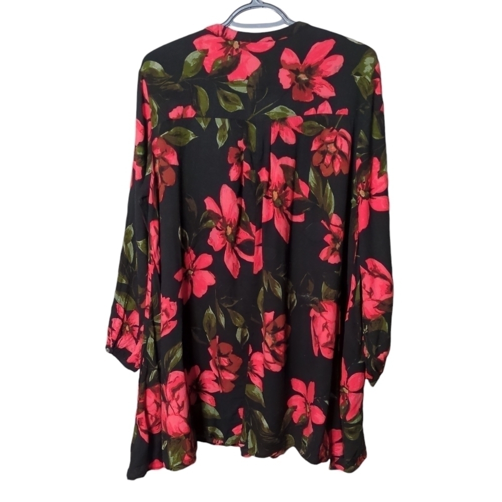 Akira Tunic Dress Black Rose Long Sleeve Key Hole Neckline Party‎ Hi Low Size L - Picture 2 of 8